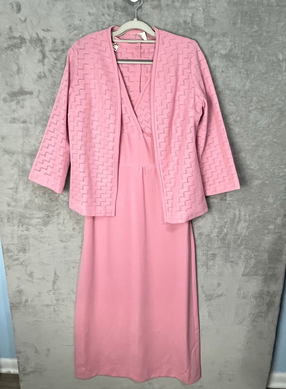 VTG Tejo of California Maxi Dress & Jacket Size Small Bubble Gum Pink